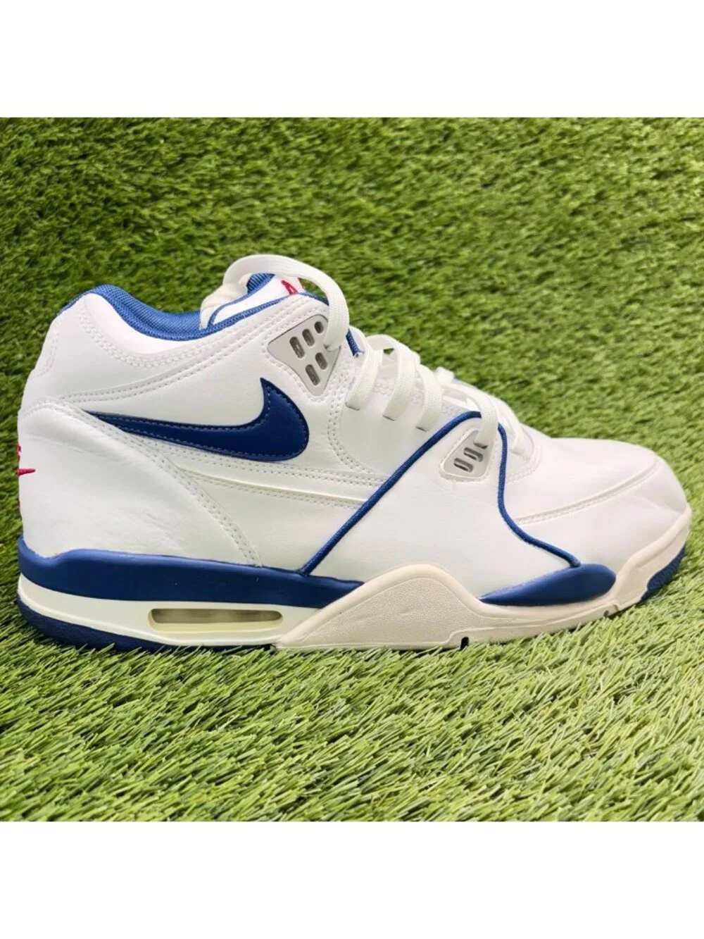 Nike Air Flight 89 Mens Size 13 White Blue Basketball Leather Shoes Sneakers
